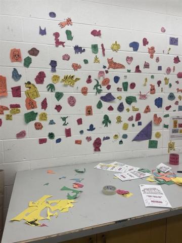 Gallery crawl: one of many interactive spots where visitors could add their thoughts, drawings or other spontaneous creations to ever-expanding installation walls