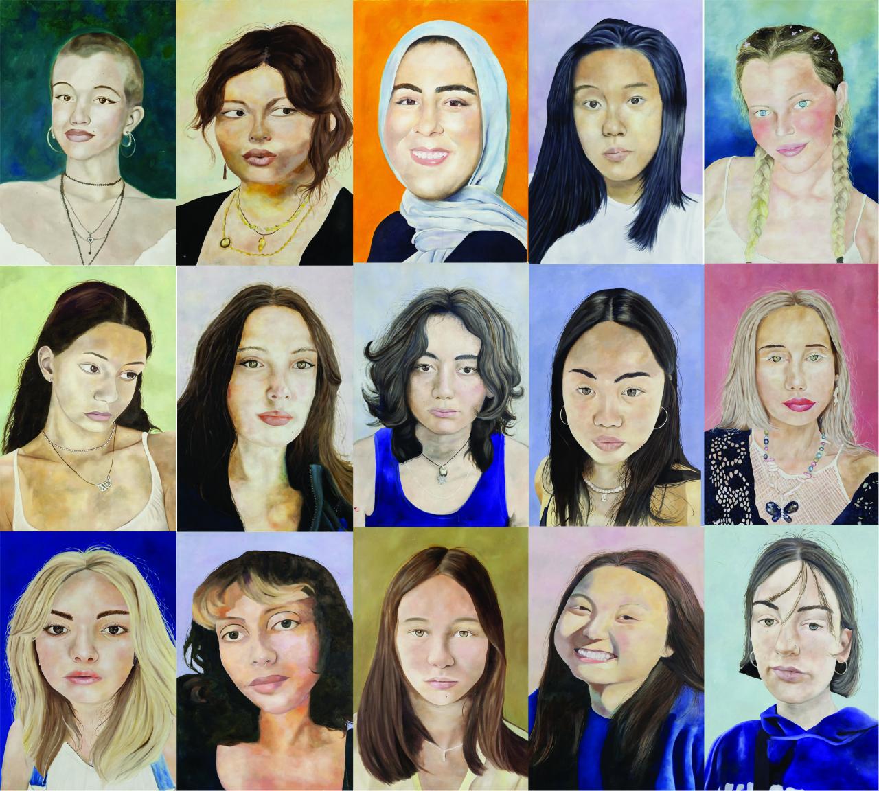 Multiple portrait paintings