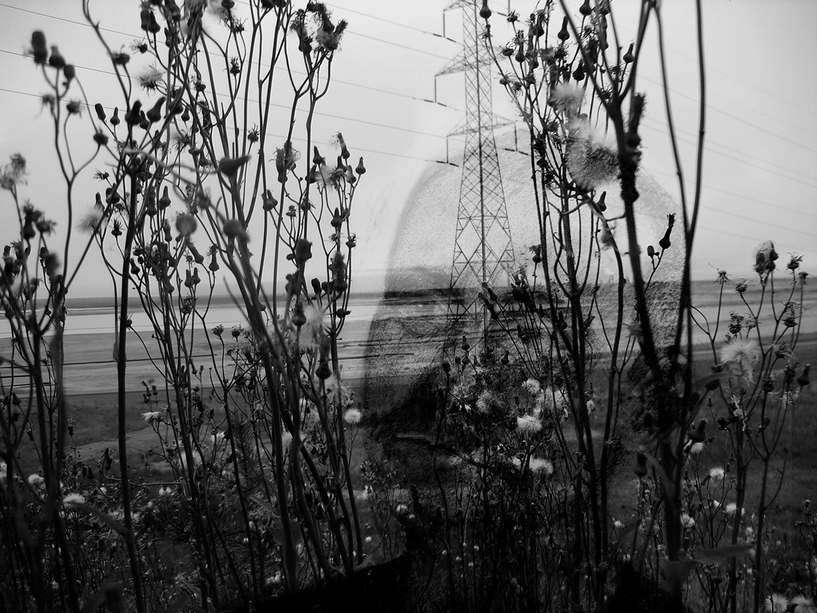 Seeking the Human in an Inhumane environment (2013). Black and white photograph with a portrait overlaid. Seeking the Human in an Inhumane environment (2013). Black and white photograph with a portrait overlaid.