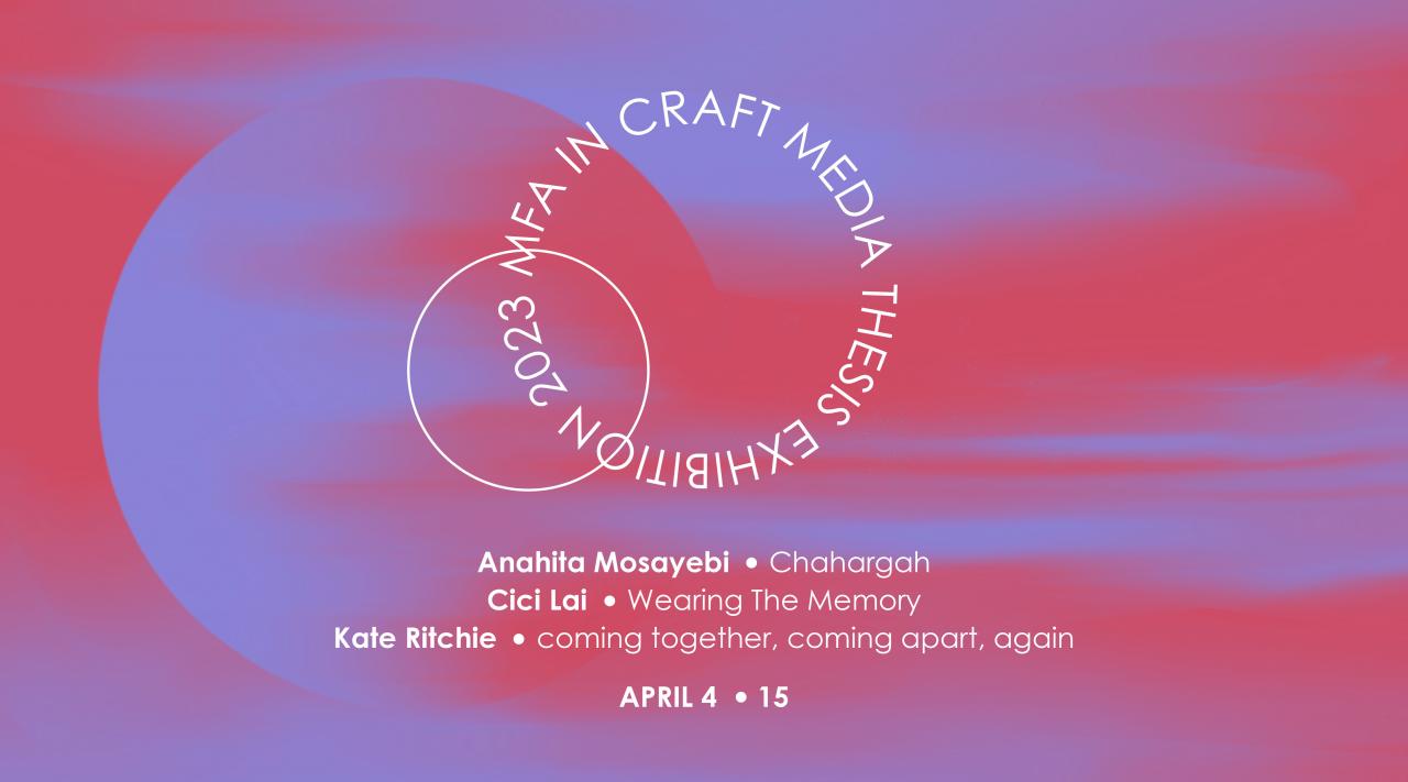 MFA Show 2023 Graphic Featuring Anahita Mosayebi, Cici Lai, and Kate Ritchie