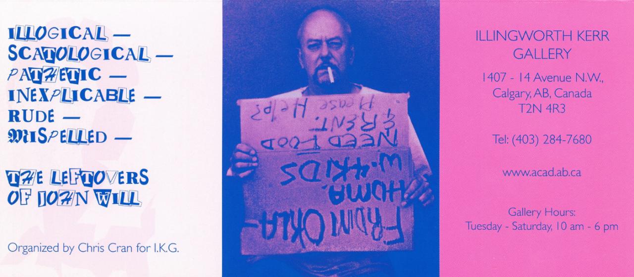 John Will, The Leftovers of John Will, postcard, 2001 John Will, The Leftovers of John Will, postcard, 2001