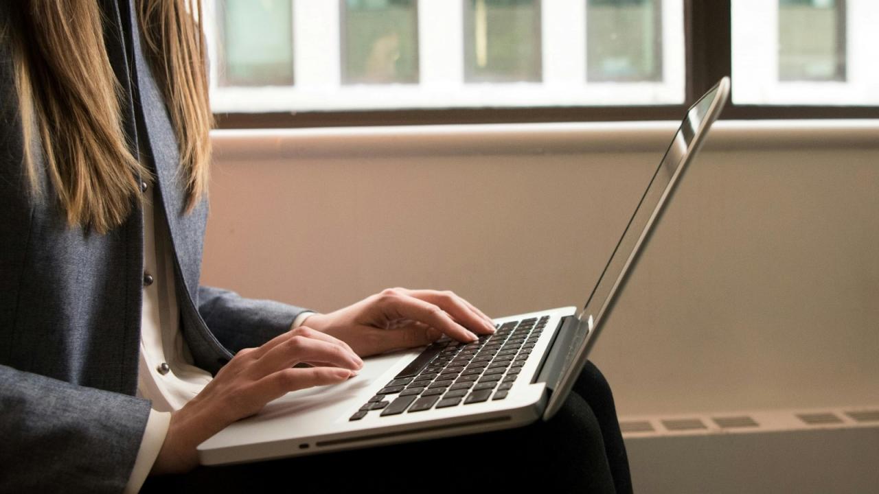 woman working on laptop