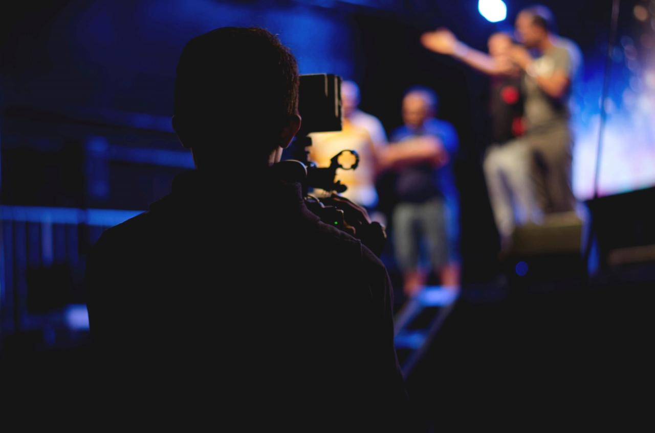 person taking video of performance