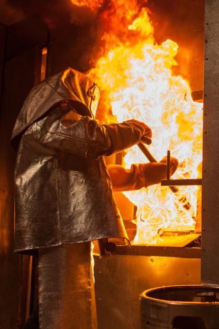 Image from one of Jocelyne Prince's glass blowing performances. 