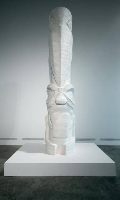 Dean Drever. THUNDERBIRD INC. Laser-­cut paper totem 16’ 8” x 30” x 40” diameter