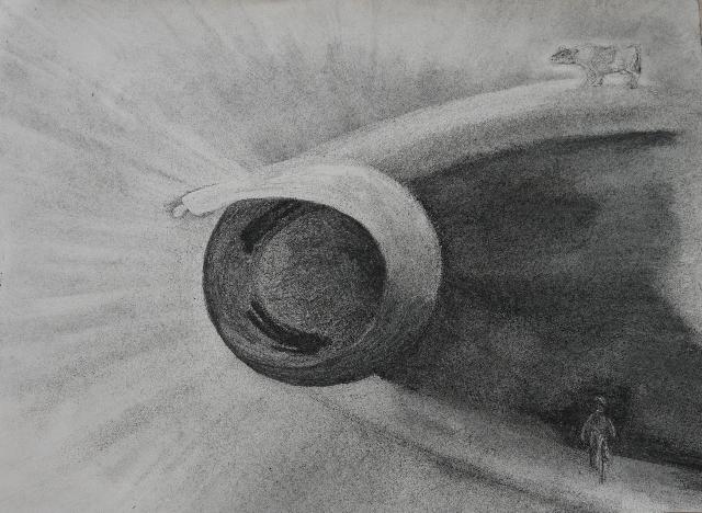Detail of one of the fifteen charcoal drawings from Hide and Seek (2012). 