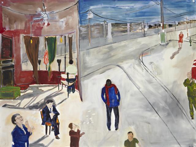 Dawna Rose.Stephen H. giving a speech outside Parliament bldgs, 2011. Oil on BFK. Image courtesy of the artist. 