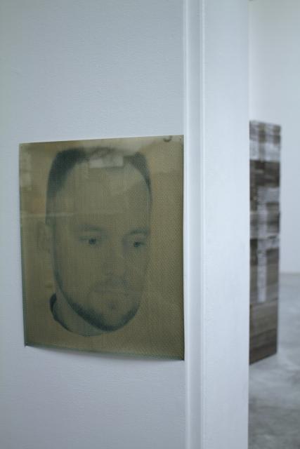One of the Hair Portraits. In the background we see the wall. 