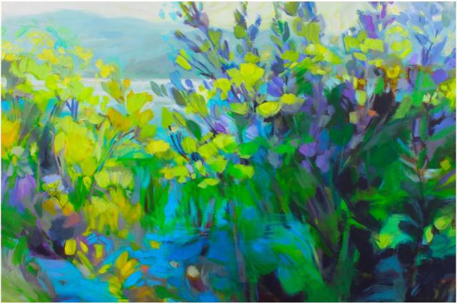 Becky Holuk, "A New Path" acrylic on canvas, 24 x 36 ″. Courtesy of the Gallery.