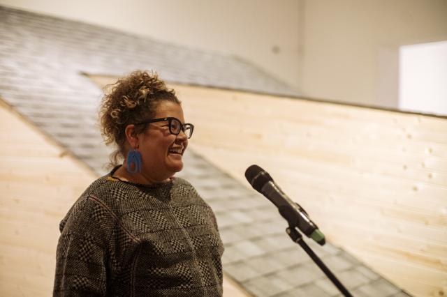 Heather Hart speaking at Spoken Word Event