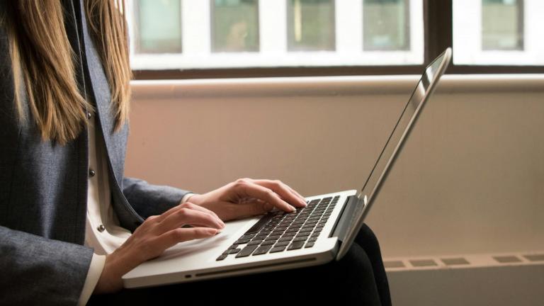 woman working on laptop